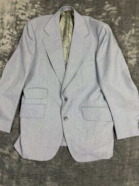 John Weitz Signature Collection Mens Light Blue Pinstripe Blazer 2-Button  42